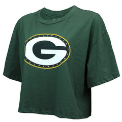 Jordan Love Green Bay Packers Majestic Threads Women's Swarovski Crystals Boxy Cropped Name & Number T-Shirt Green - NFL