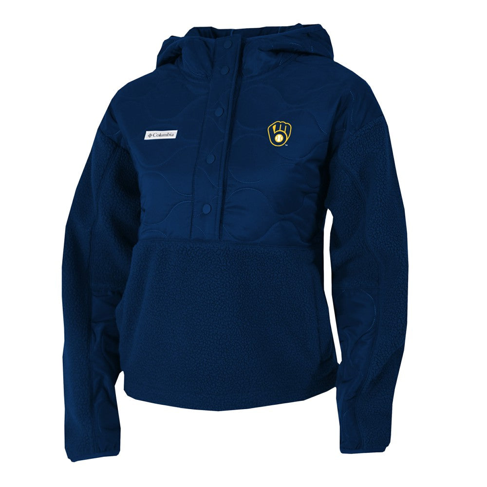 Milwaukee Brewers Columbia Women's Cloud Point Hooded Fleece Half-Snap Pullover Jacket discount