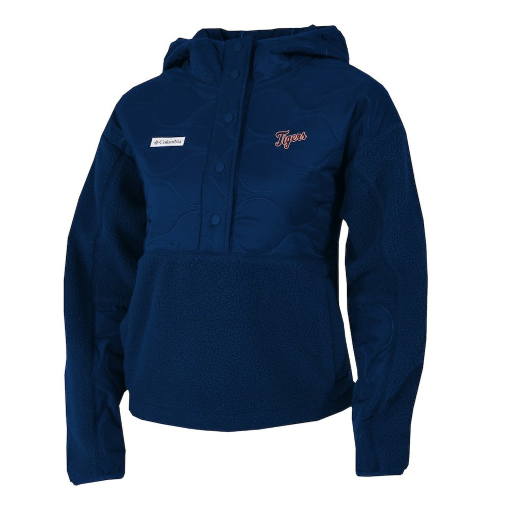 Detroit Tigers Columbia Women's Cloud Point Hooded Fleece Half-Snap Pullover Jacket On Sale