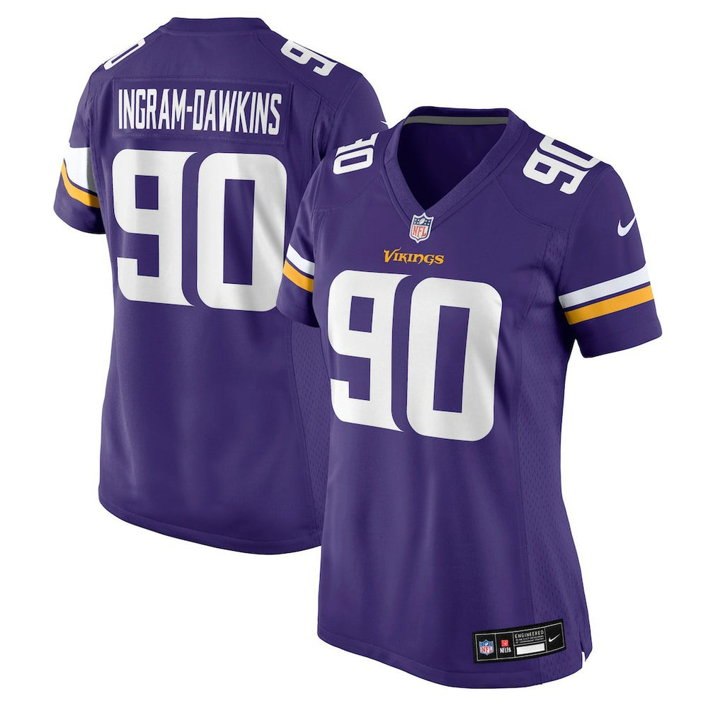 Tyrion Ingram-Dawkins Minnesota Vikings Women's Team Game Jersey Purple - Nike
