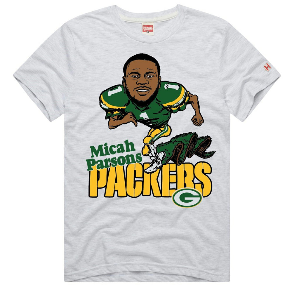 Micah Parsons Green Bay Packers Homage Unisex Caricature Player Graphic Tri-Blend T-Shirt Ash - NFL