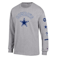 Dallas Cowboys Champion Seal Long Sleeve T-Shirt Heather Gray - NFL