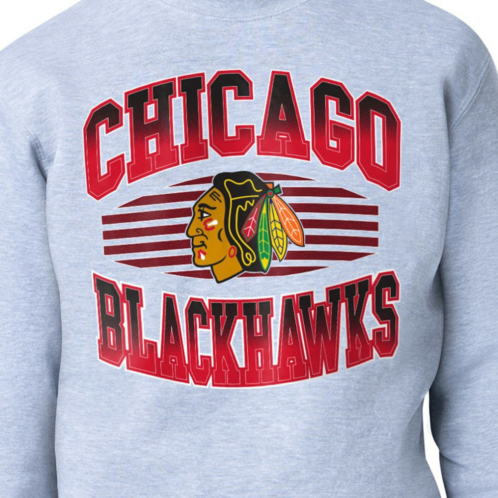 Chicago Blackhawks Starter Team Grit Graphic Fleece Pullover Sweatshirt Gray