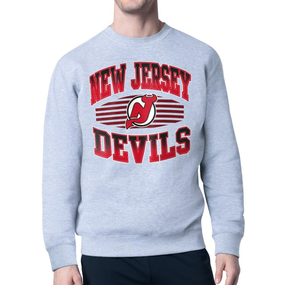 New Jersey Devils - Starter Team Grit Graphic Fleece Pullover Sweatshirt Gray