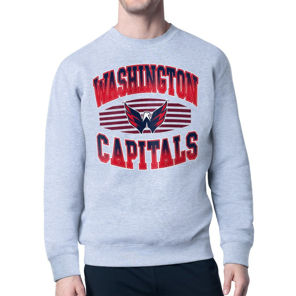 Washington Capitals Starter Team Grit Graphic Fleece Pullover Sweatshirt Gray