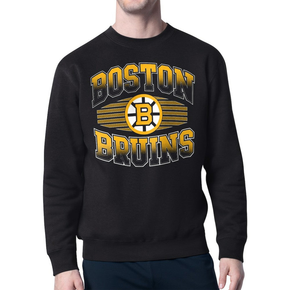 Boston Bruins Starter Team Grit Graphic Fleece Pullover Sweatshirt Black