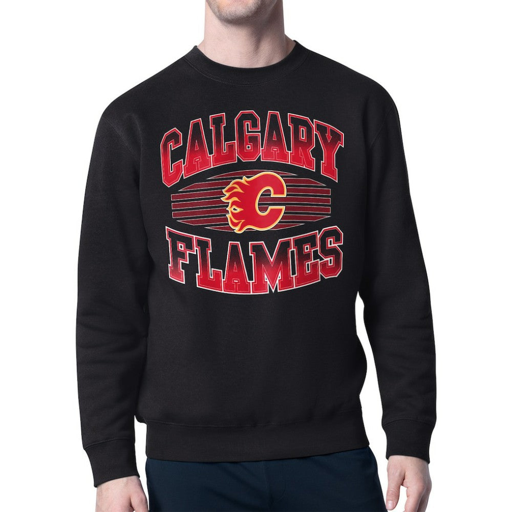 Calgary Flames - Starter Team Grit Graphic Fleece Pullover Sweatshirt Black