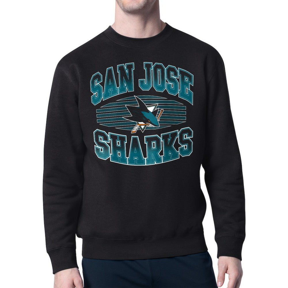 San Jose Sharks - Starter Team Grit Graphic Fleece Pullover Sweatshirt Black
