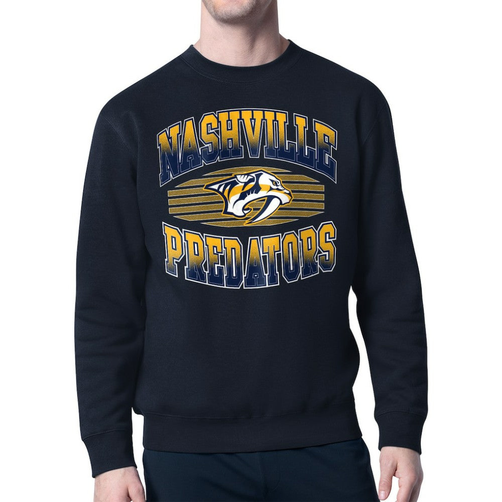 Nashville Predators - Starter Team Grit Graphic Fleece Pullover Sweatshirt Navy