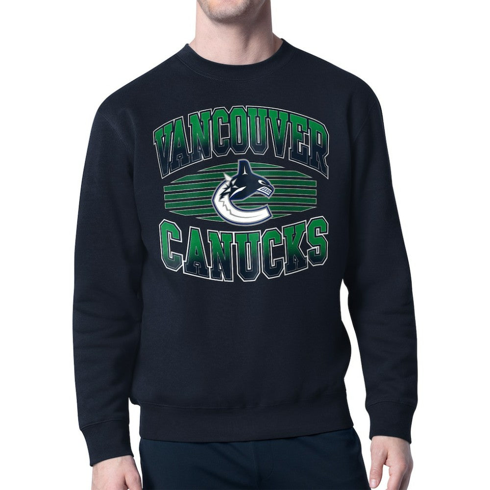 Vancouver Canucks - Starter Team Grit Graphic Fleece Pullover Sweatshirt Navy
