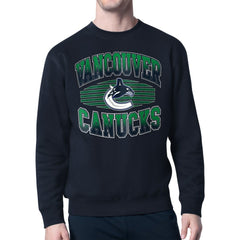 Vancouver Canucks - Starter Team Grit Graphic Fleece Pullover Sweatshirt Navy