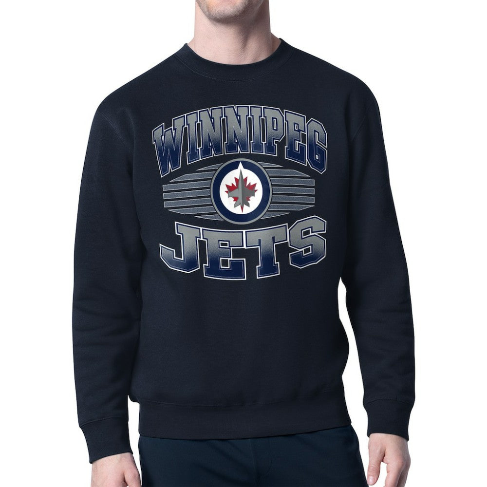 Winnipeg Jets - Starter Team Grit Graphic Fleece Pullover Sweatshirt Navy