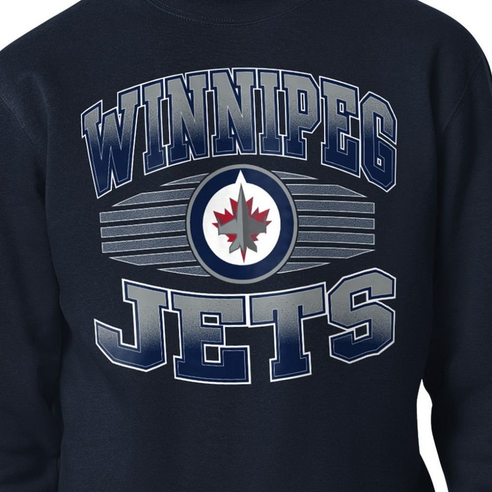 Winnipeg Jets - Starter Team Grit Graphic Fleece Pullover Sweatshirt Navy