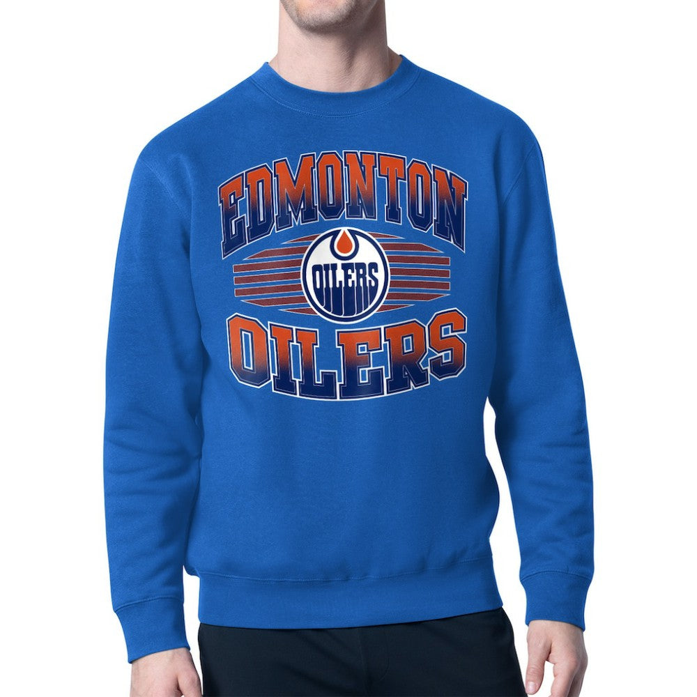 Edmonton Oilers - Starter Team Grit Graphic Fleece Pullover Sweatshirt Royal