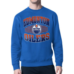 Edmonton Oilers - Starter Team Grit Graphic Fleece Pullover Sweatshirt Royal