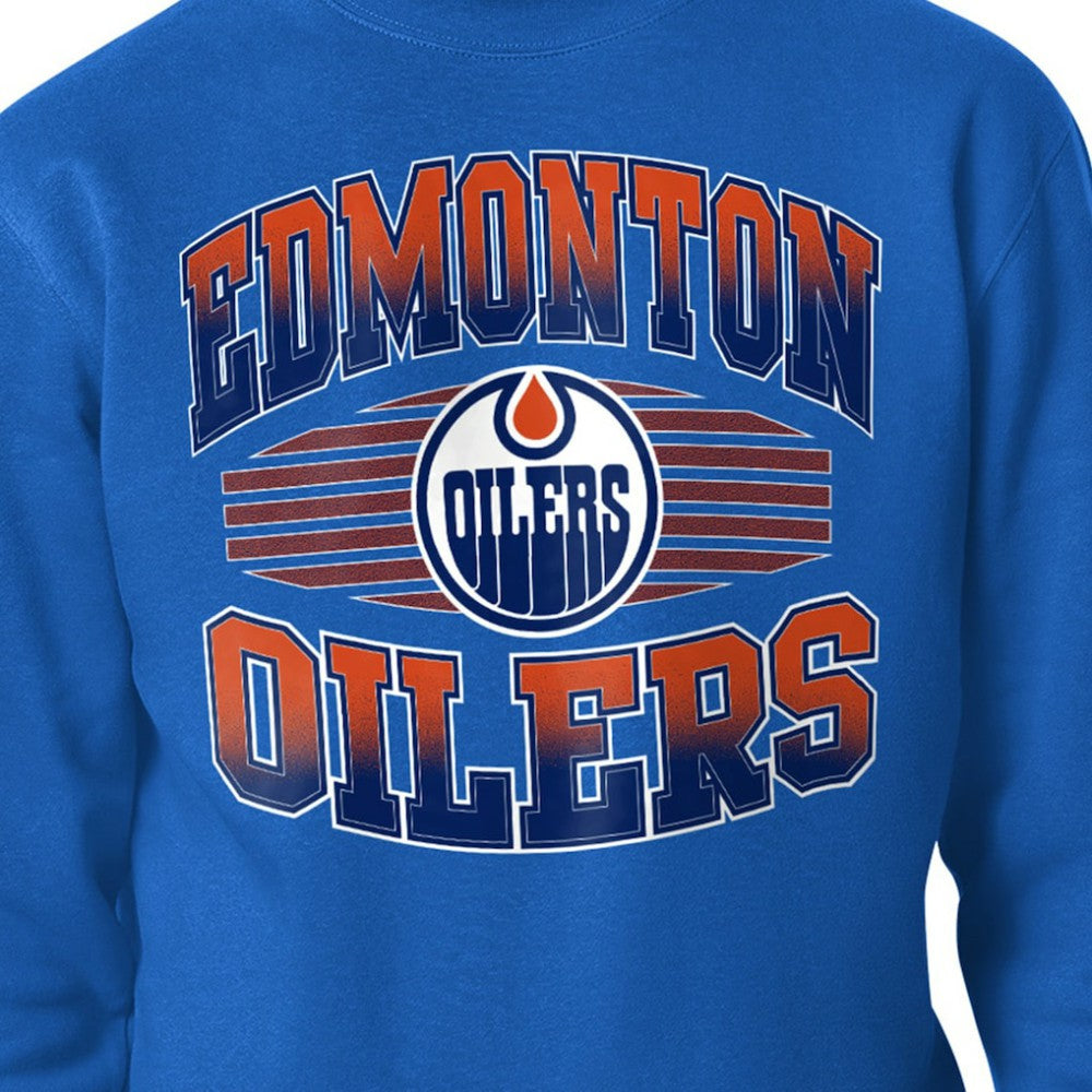 Edmonton Oilers - Starter Team Grit Graphic Fleece Pullover Sweatshirt Royal