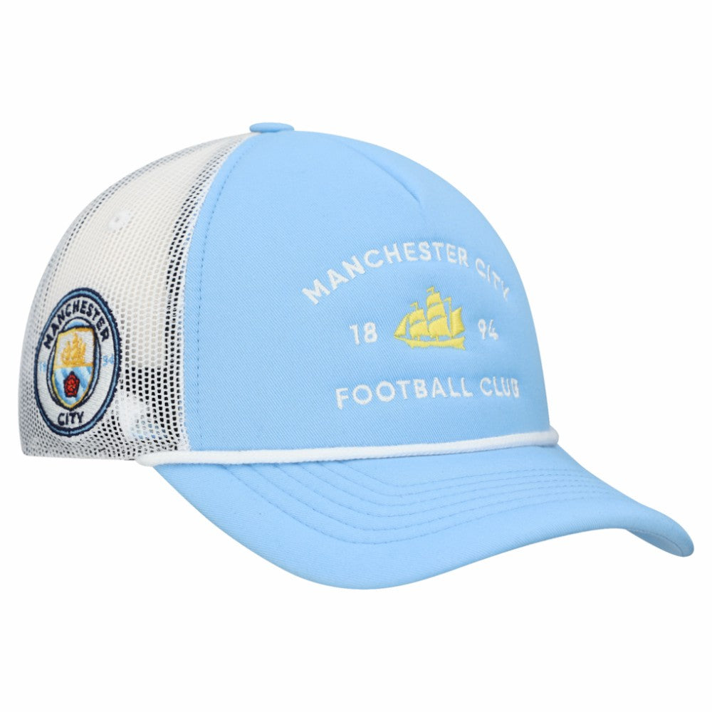 Manchester City Unisex Free Rider Trucker Snapback Hat - Light Blue
