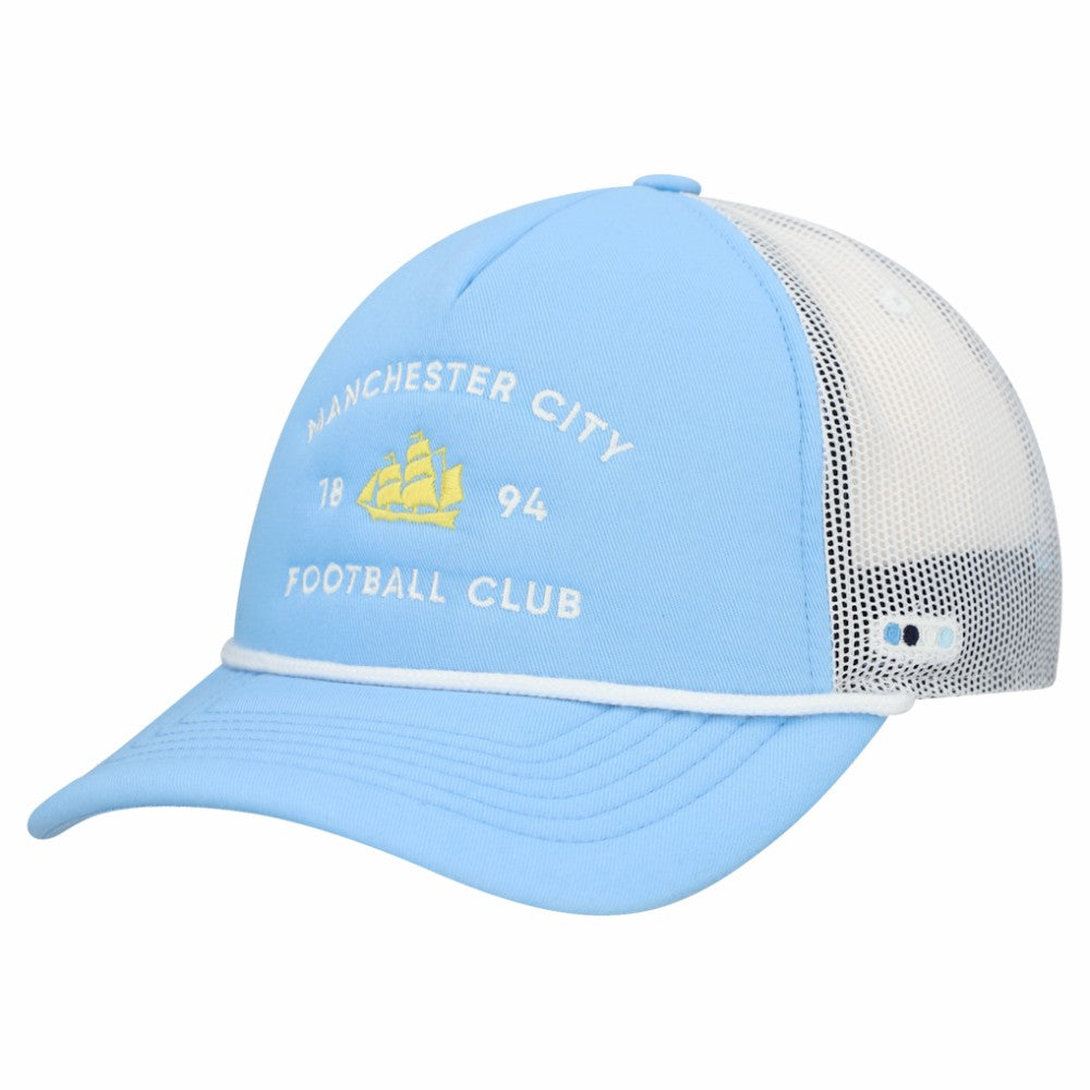 Manchester City Unisex Free Rider Trucker Snapback Hat - Light Blue