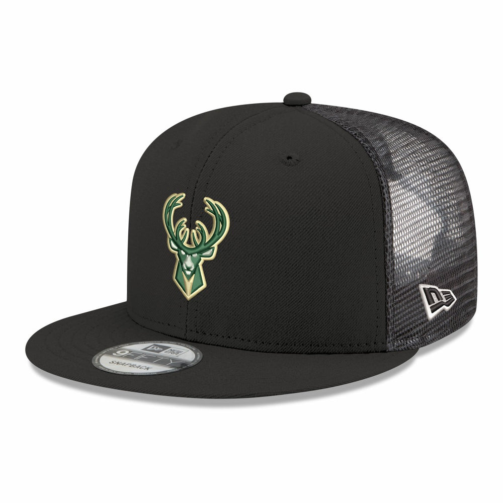 New Era - Milwaukee Bucks Core Logo Meshback 9FIFTY Snapback Hat - Black