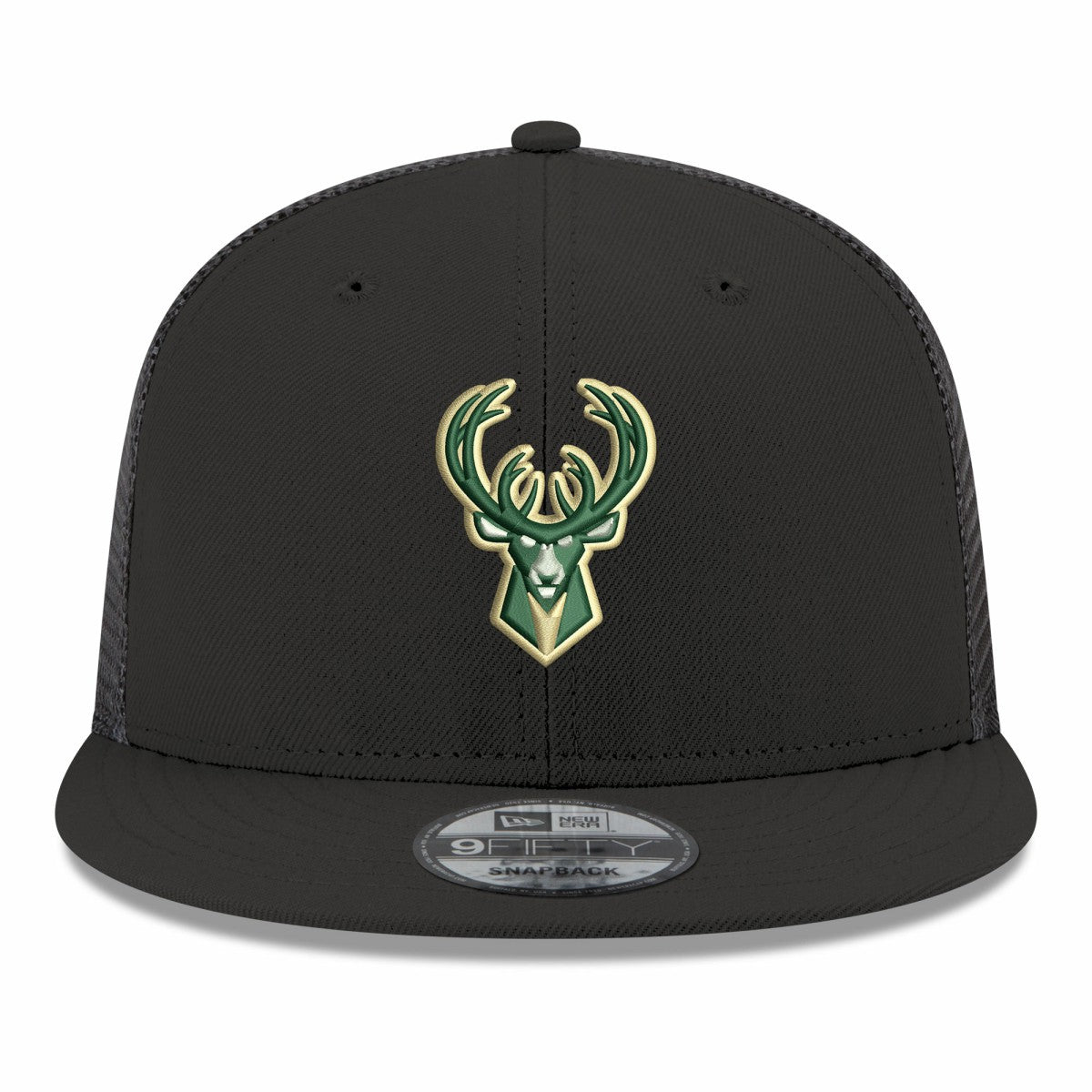 New Era - Milwaukee Bucks Core Logo Meshback 9FIFTY Snapback Hat - Black