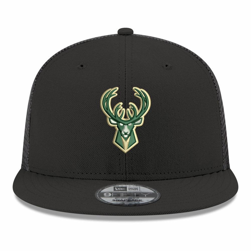 New Era - Milwaukee Bucks Core Logo Meshback 9FIFTY Snapback Hat - Black