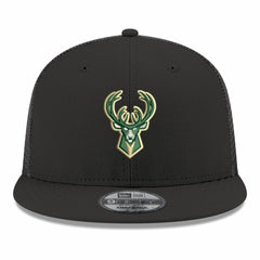 New Era - Milwaukee Bucks Core Logo Meshback 9FIFTY Snapback Hat - Black
