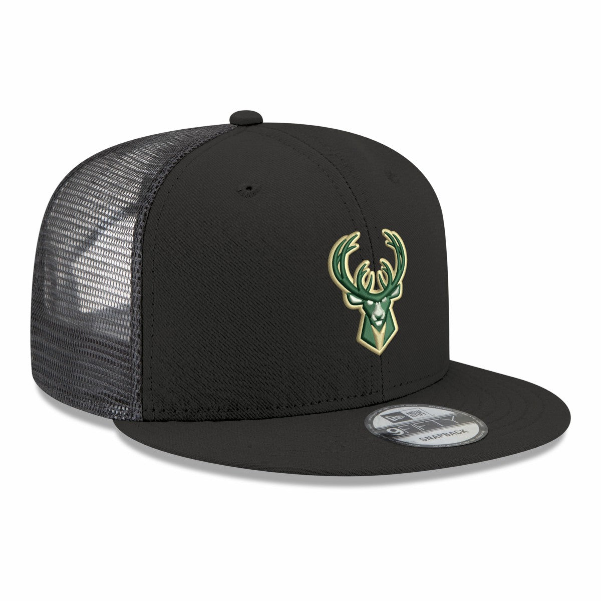 New Era - Milwaukee Bucks Core Logo Meshback 9FIFTY Snapback Hat - Black