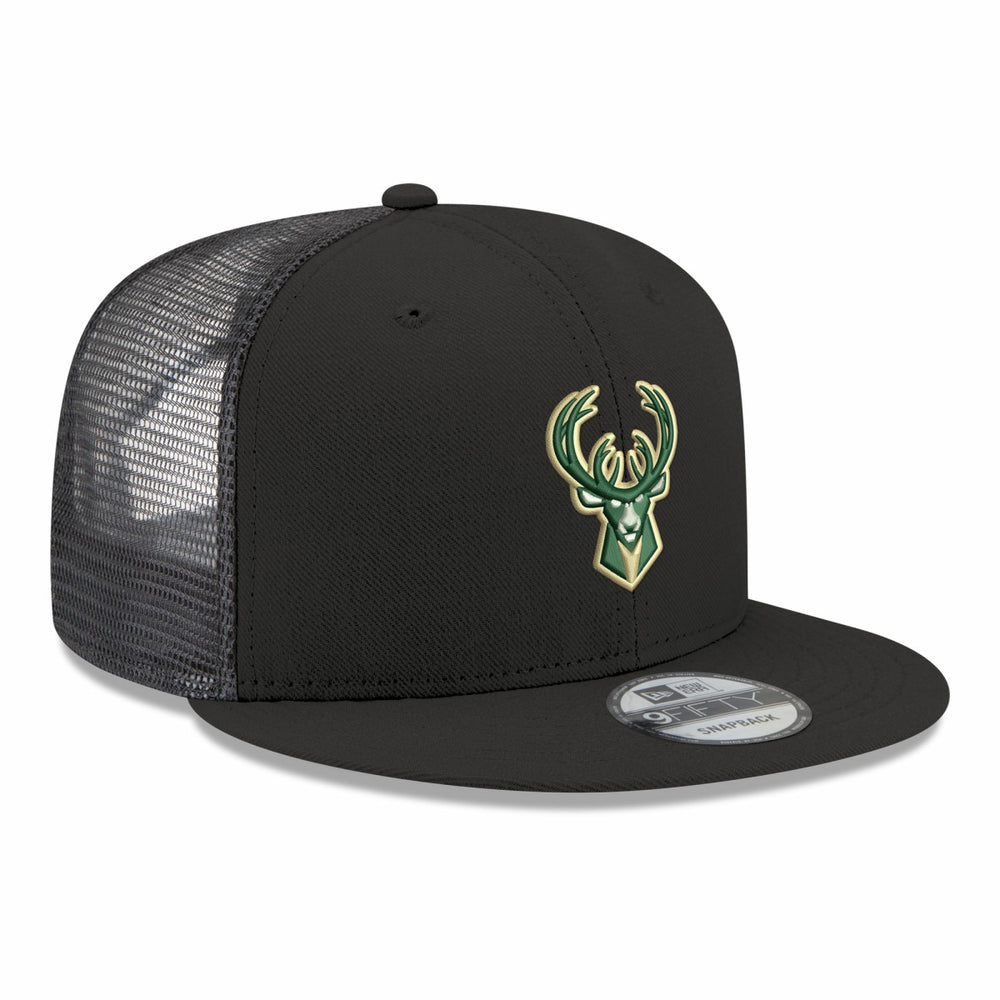 New Era - Milwaukee Bucks Core Logo Meshback 9FIFTY Snapback Hat - Black