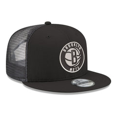 New Era - Brooklyn Nets Core Logo Meshback 9FIFTY Snapback Hat - Black