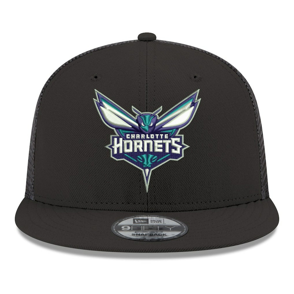 New Era - Charlotte Hornets Core Logo Meshback 9FIFTY Snapback Hat - Black
