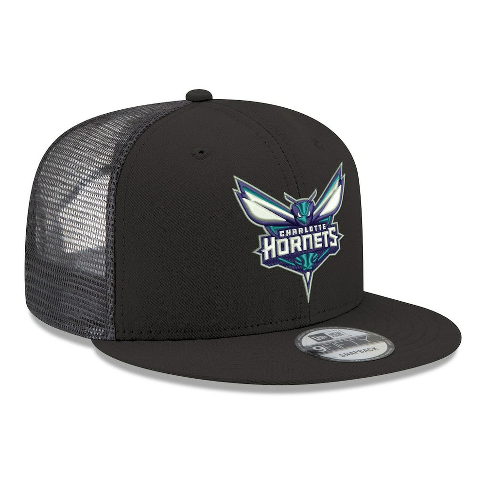 New Era - Charlotte Hornets Core Logo Meshback 9FIFTY Snapback Hat - Black