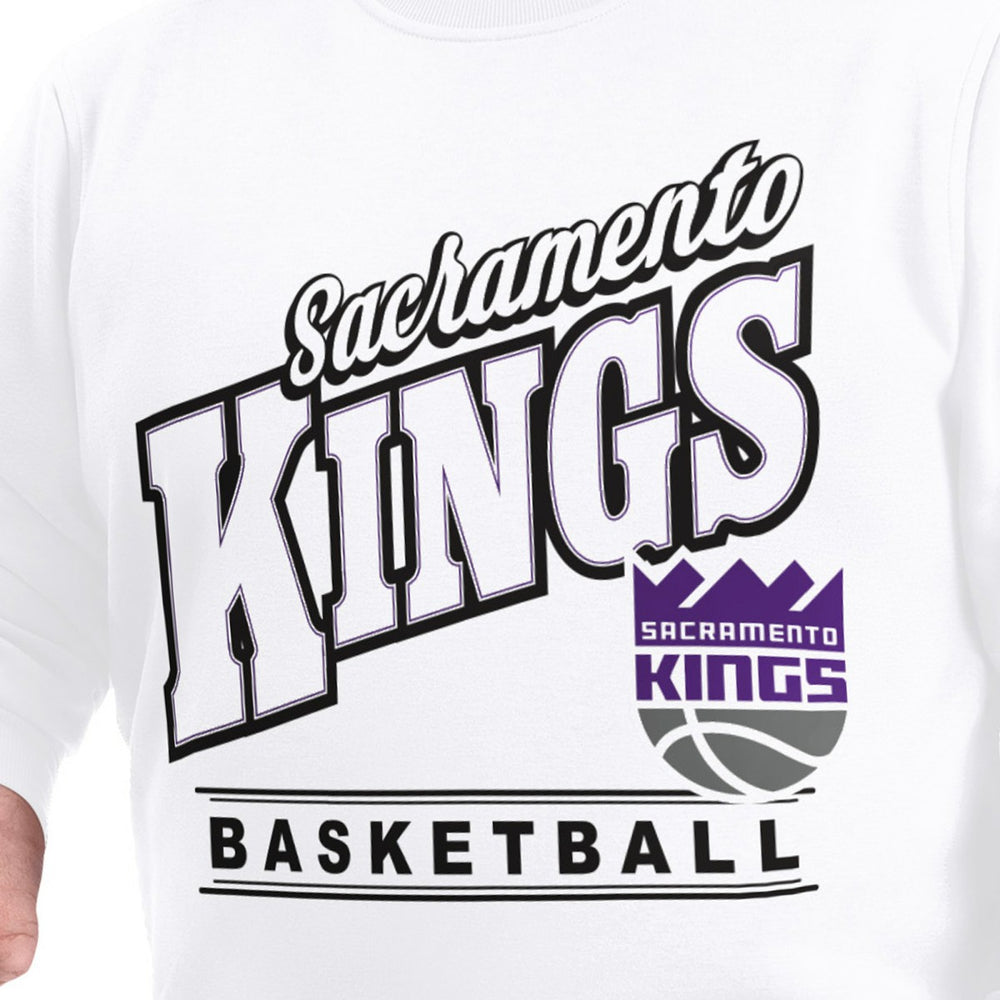 NBA - Sacramento Kings G-III Sports by Carl Banks Adaptive Headliner Fleece Crewneck Sweatshirt - White