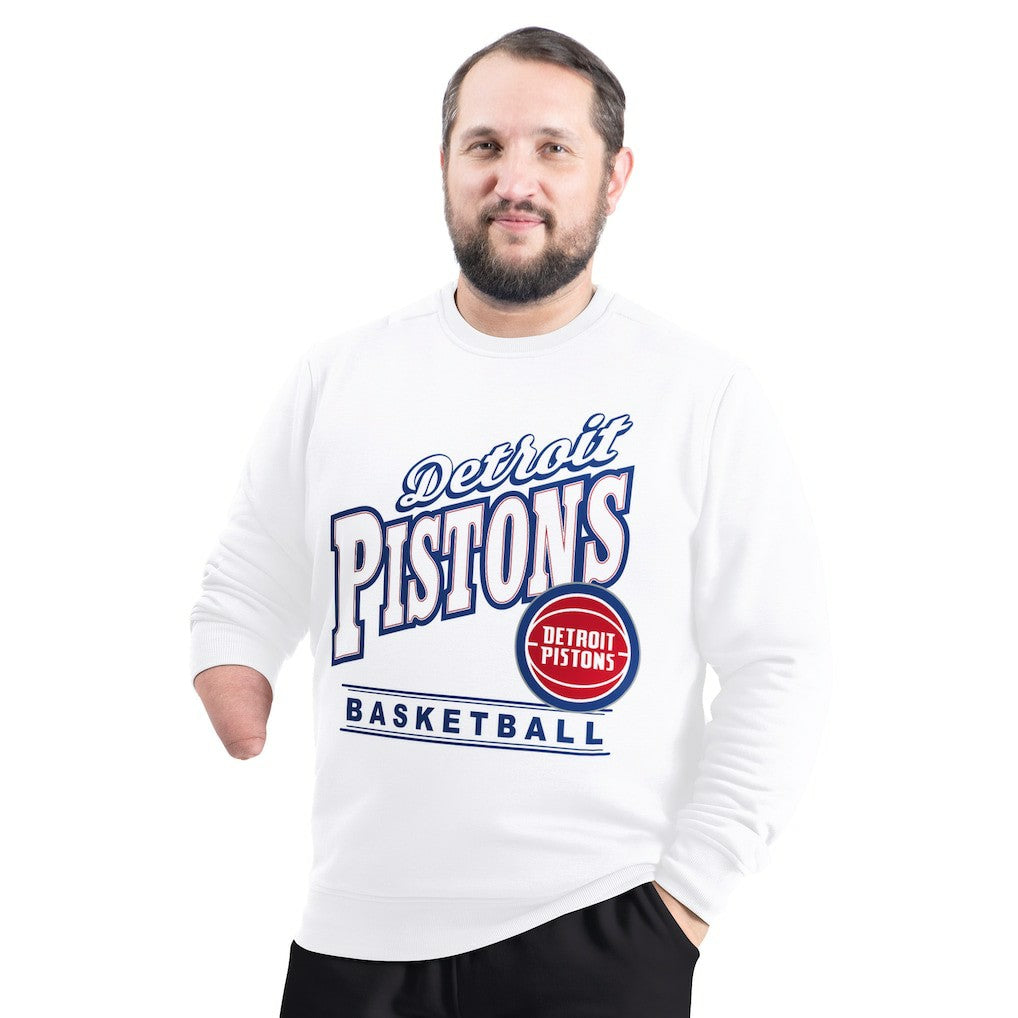 NBA - Detroit Pistons G-III Sports by Carl Banks Adaptive Headliner Fleece Crewneck Sweatshirt - White