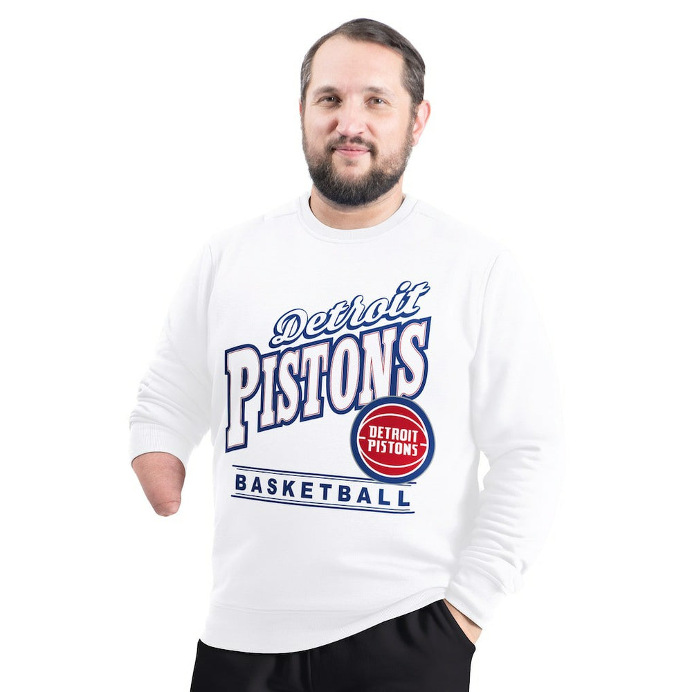 NBA - Detroit Pistons G-III Sports by Carl Banks Adaptive Headliner Fleece Crewneck Sweatshirt - White