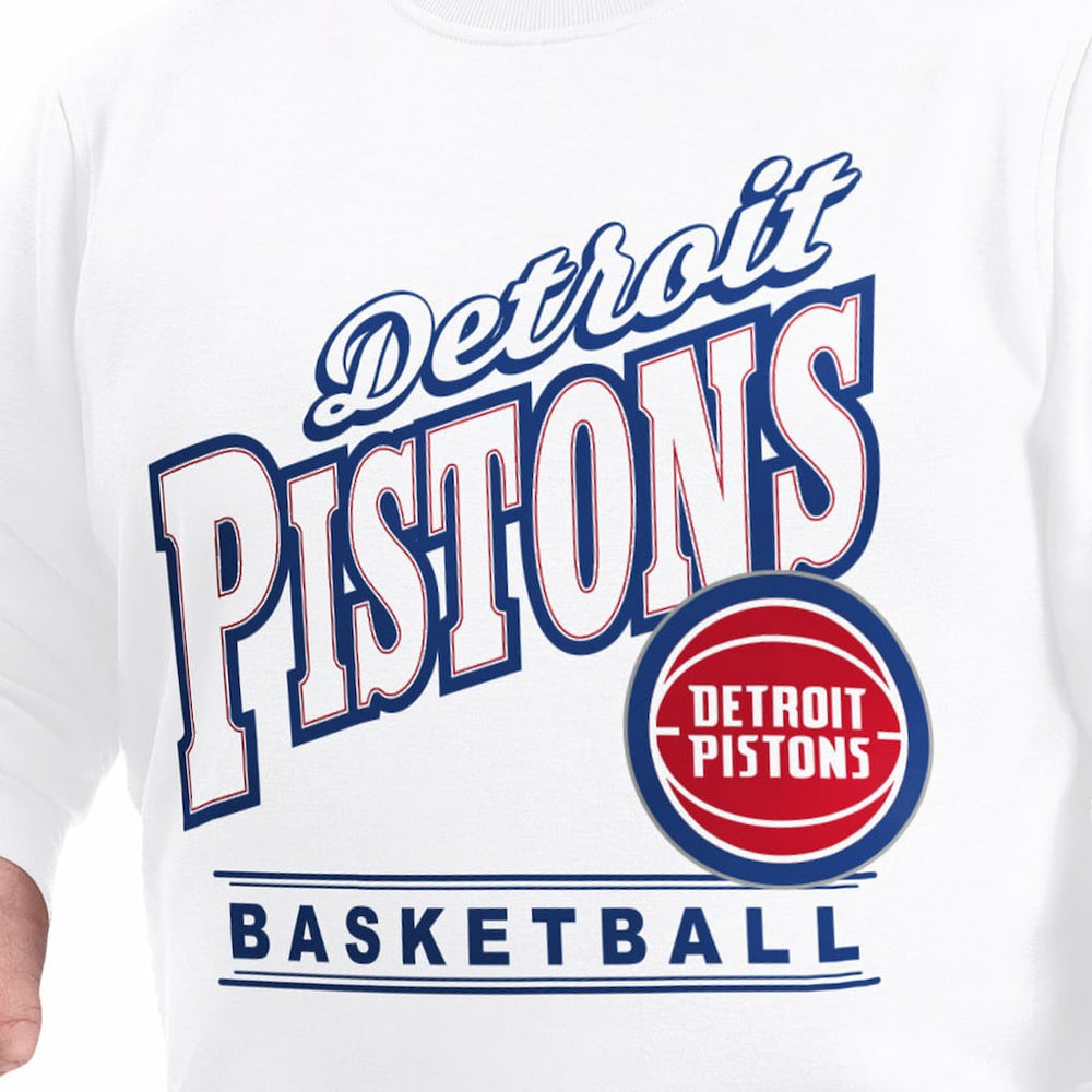 NBA - Detroit Pistons G-III Sports by Carl Banks Adaptive Headliner Fleece Crewneck Sweatshirt - White