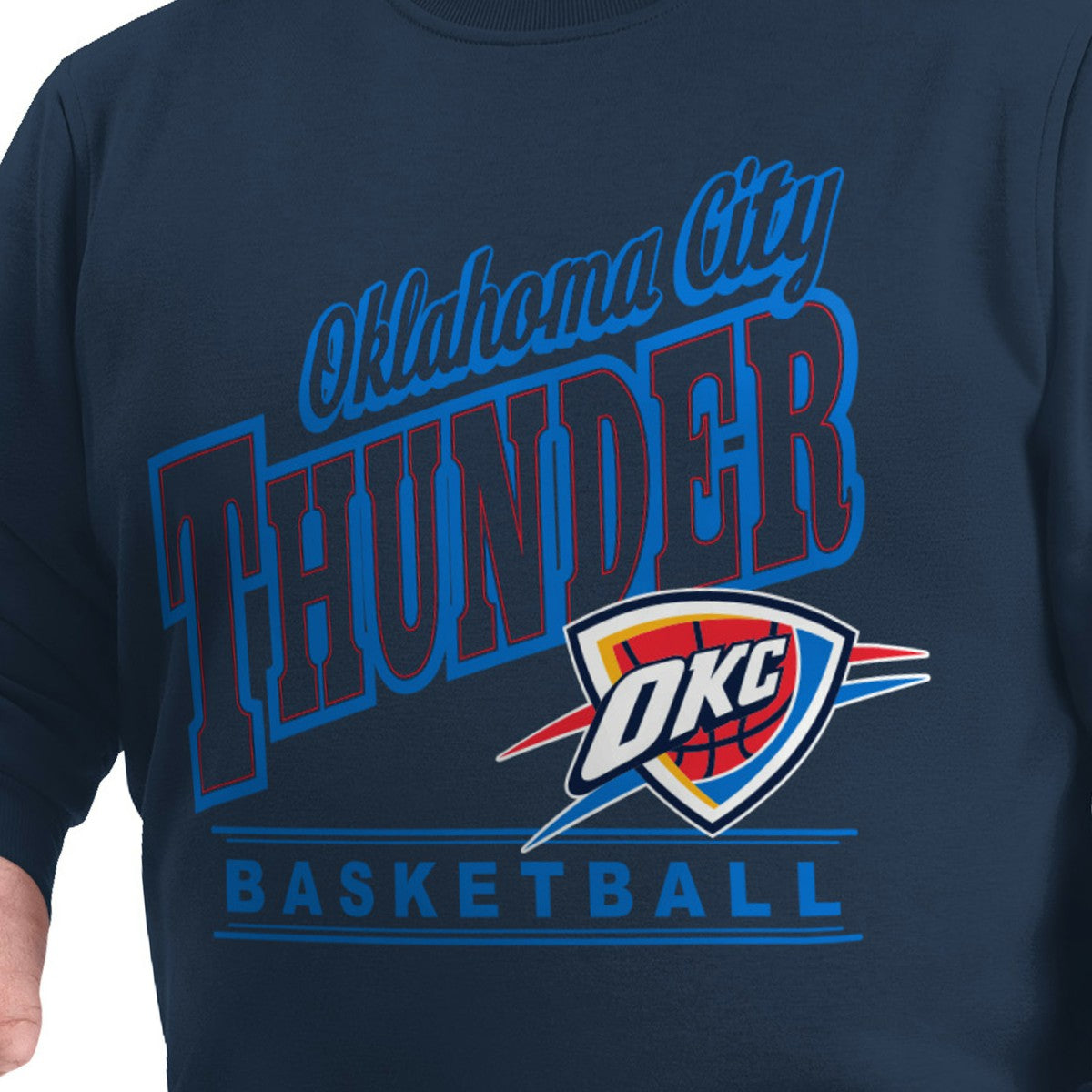 NBA - Oklahoma City Thunder G-III Sports by Carl Banks Adaptive Headliner Fleece Crewneck Sweatshirt - Navy