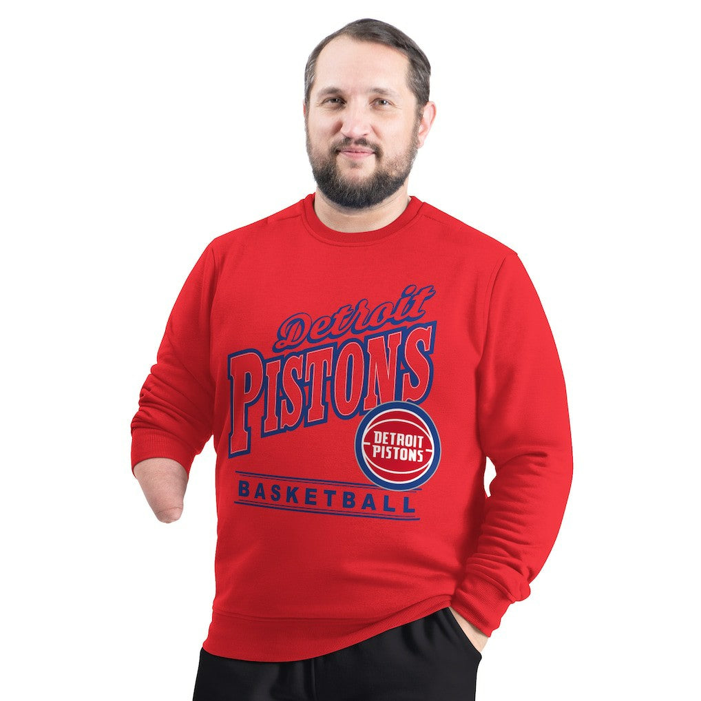 NBA - Detroit Pistons G-III Sports by Carl Banks Adaptive Headliner Fleece Crewneck Sweatshirt - Red