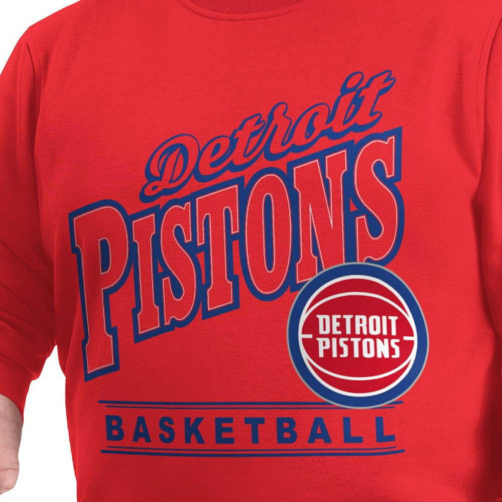 NBA - Detroit Pistons G-III Sports by Carl Banks Adaptive Headliner Fleece Crewneck Sweatshirt - Red