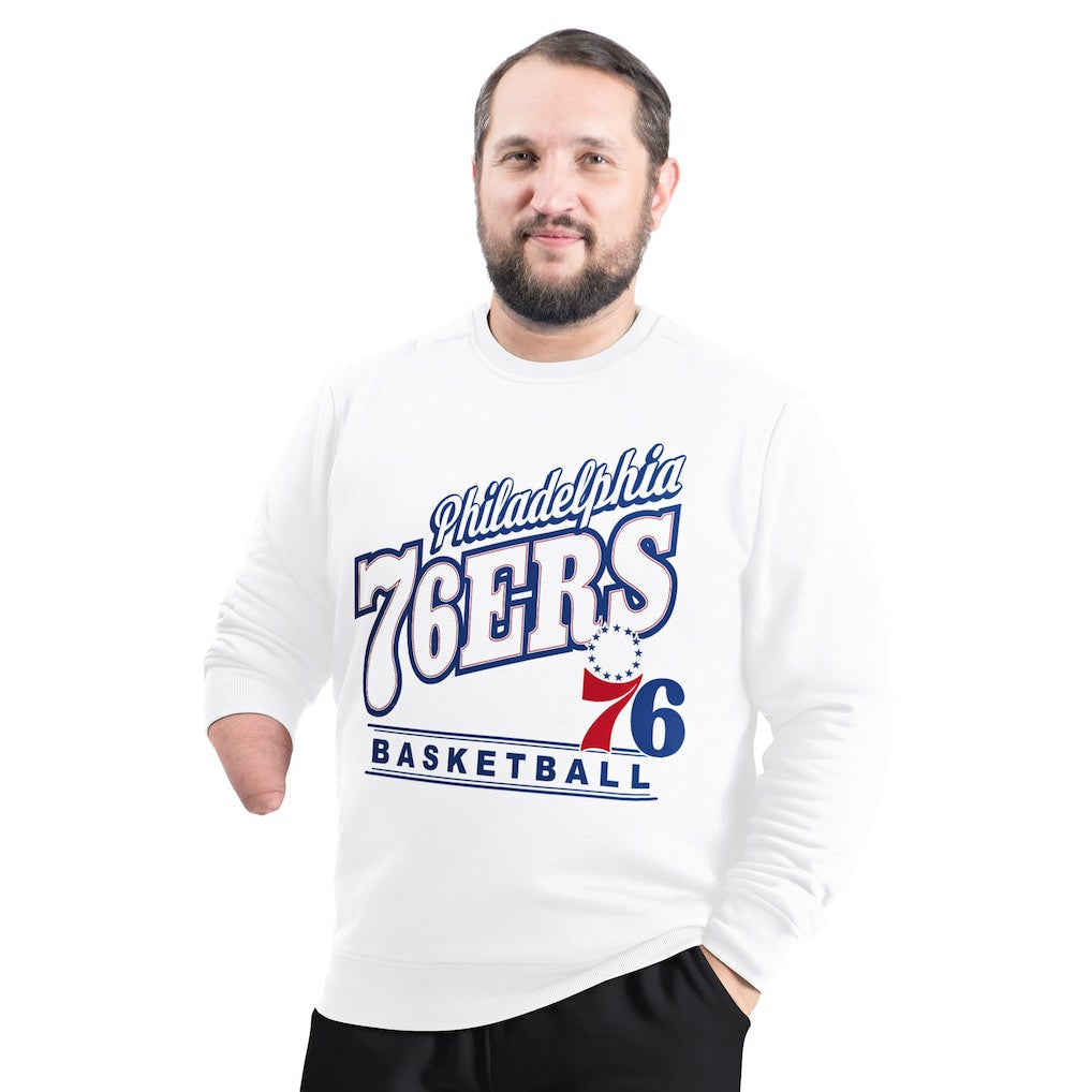 NBA - Philadelphia 76ers G-III Sports by Carl Banks Adaptive Headliner Fleece Crewneck Sweatshirt - White