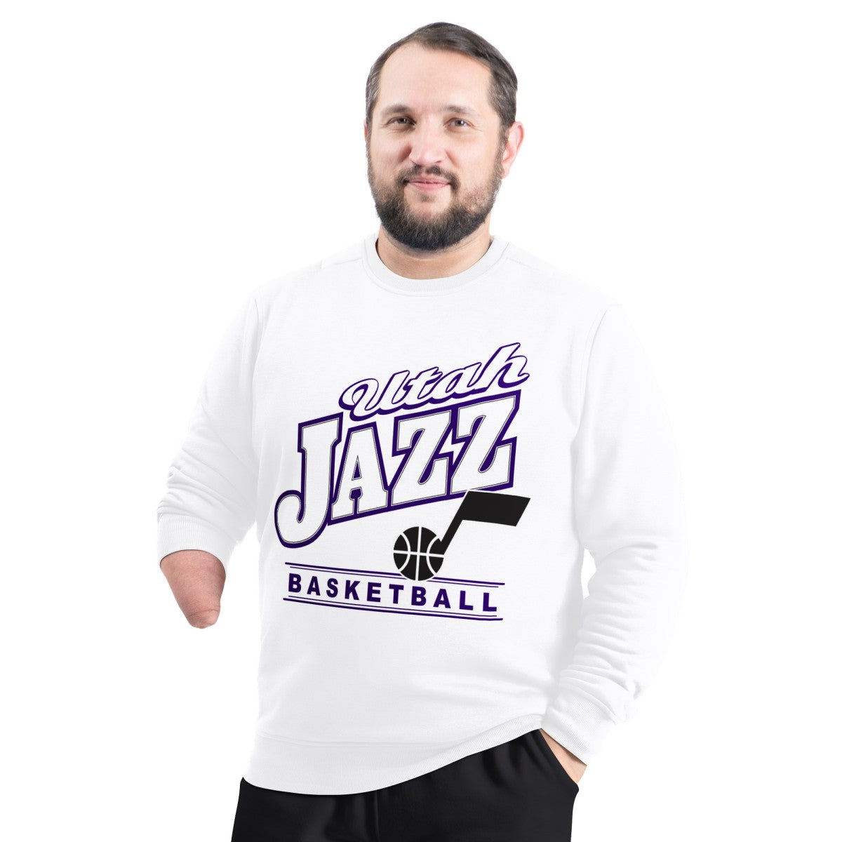 NBA - Utah Jazz G-III Sports by Carl Banks Adaptive Headliner Fleece Crewneck Sweatshirt - White