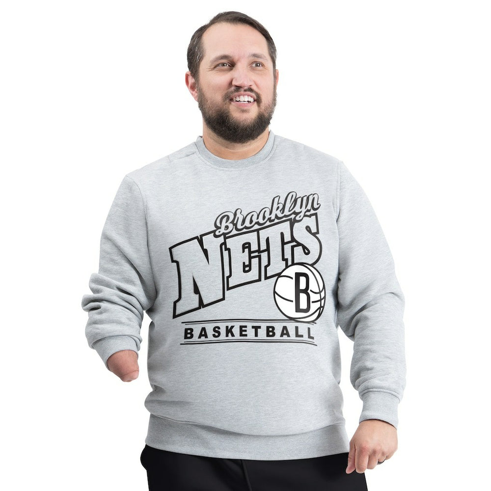 NBA - Brooklyn Nets G-III Sports by Carl Banks Adaptive Headliner Fleece Crewneck Sweatshirt - Gray