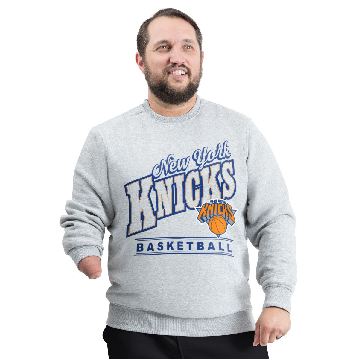 NBA - New York Knicks G-III Sports by Carl Banks Adaptive Headliner Fleece Crewneck Sweatshirt - Gray
