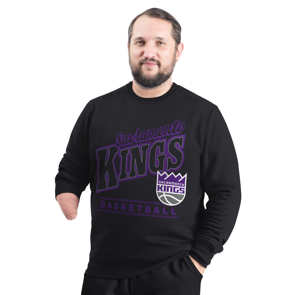 NBA - Sacramento Kings G-III Sports by Carl Banks Adaptive Headliner Fleece Crewneck Sweatshirt - Black