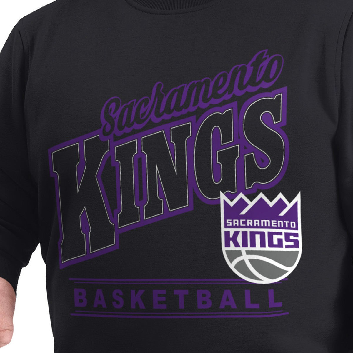 NBA - Sacramento Kings G-III Sports by Carl Banks Adaptive Headliner Fleece Crewneck Sweatshirt - Black