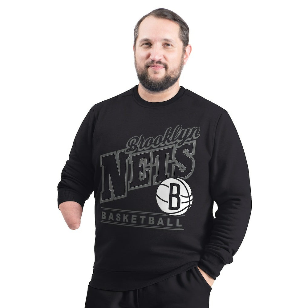 NBA - Brooklyn Nets G-III Sports by Carl Banks Adaptive Headliner Fleece Crewneck Sweatshirt - Black