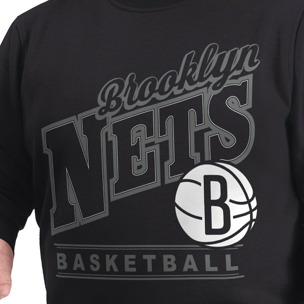 NBA - Brooklyn Nets G-III Sports by Carl Banks Adaptive Headliner Fleece Crewneck Sweatshirt - Black