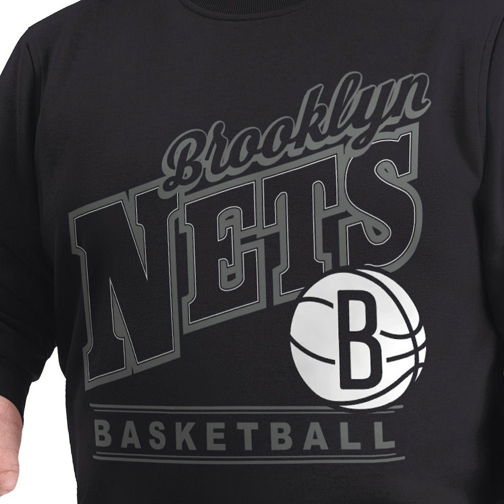 NBA - Brooklyn Nets G-III Sports by Carl Banks Adaptive Headliner Fleece Crewneck Sweatshirt - Black