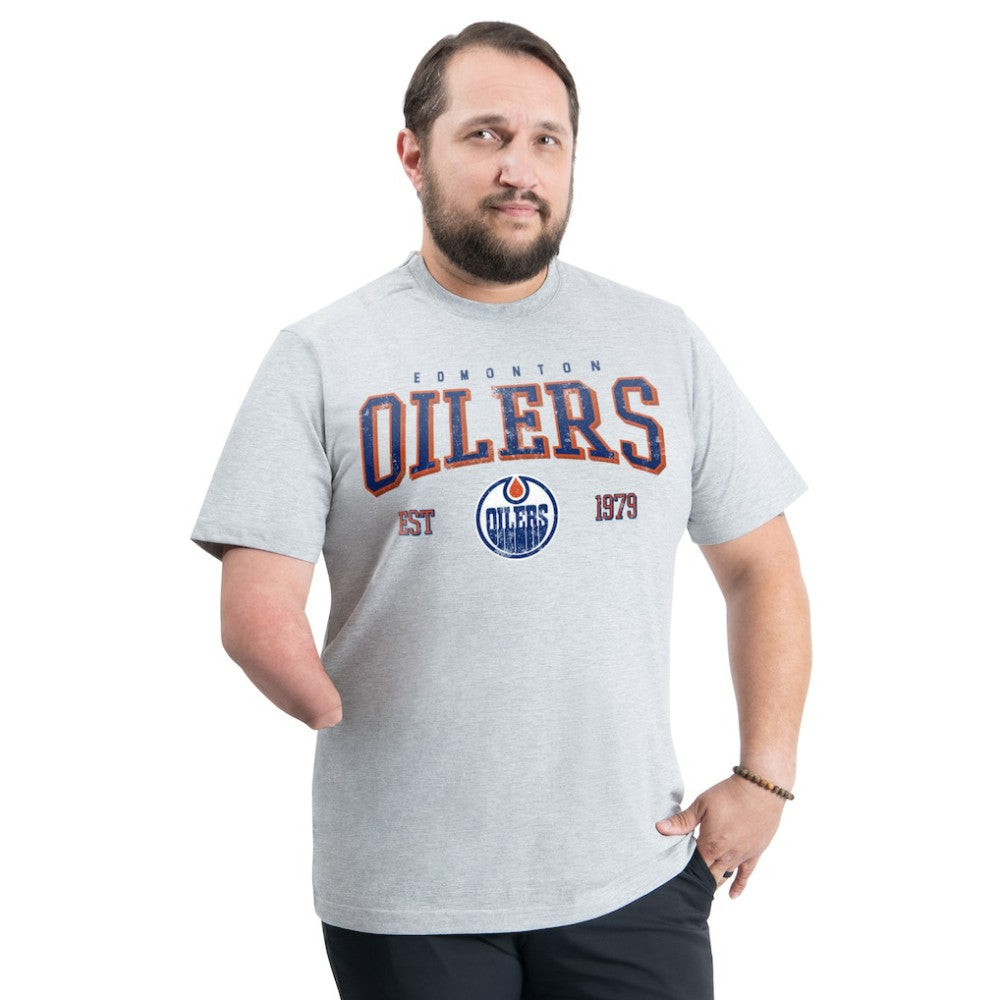 Edmonton Oilers - G-III Sports by Carl Banks Adaptive Classic Team Graphic T-Shirt Gray