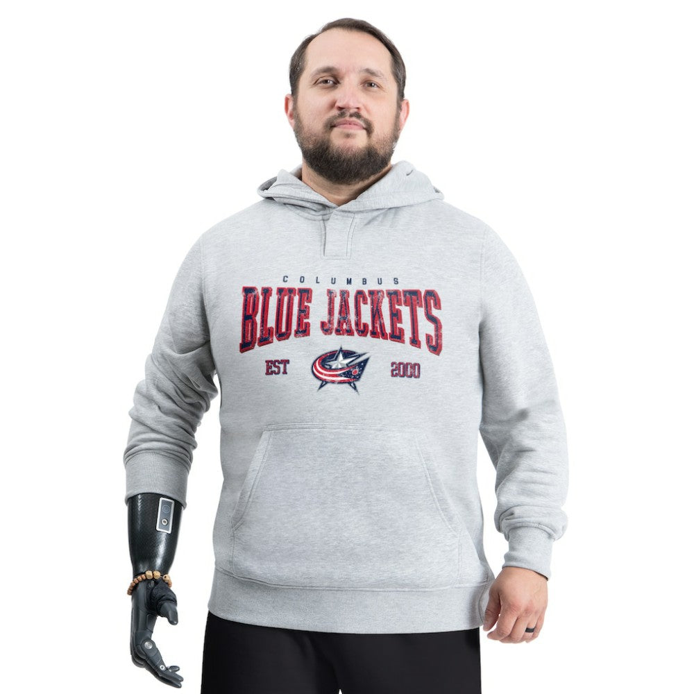 Columbus Blue Jackets - G-III Sports by Carl Banks Adaptive Classic Team Spirit Fleece Hoodie Gray