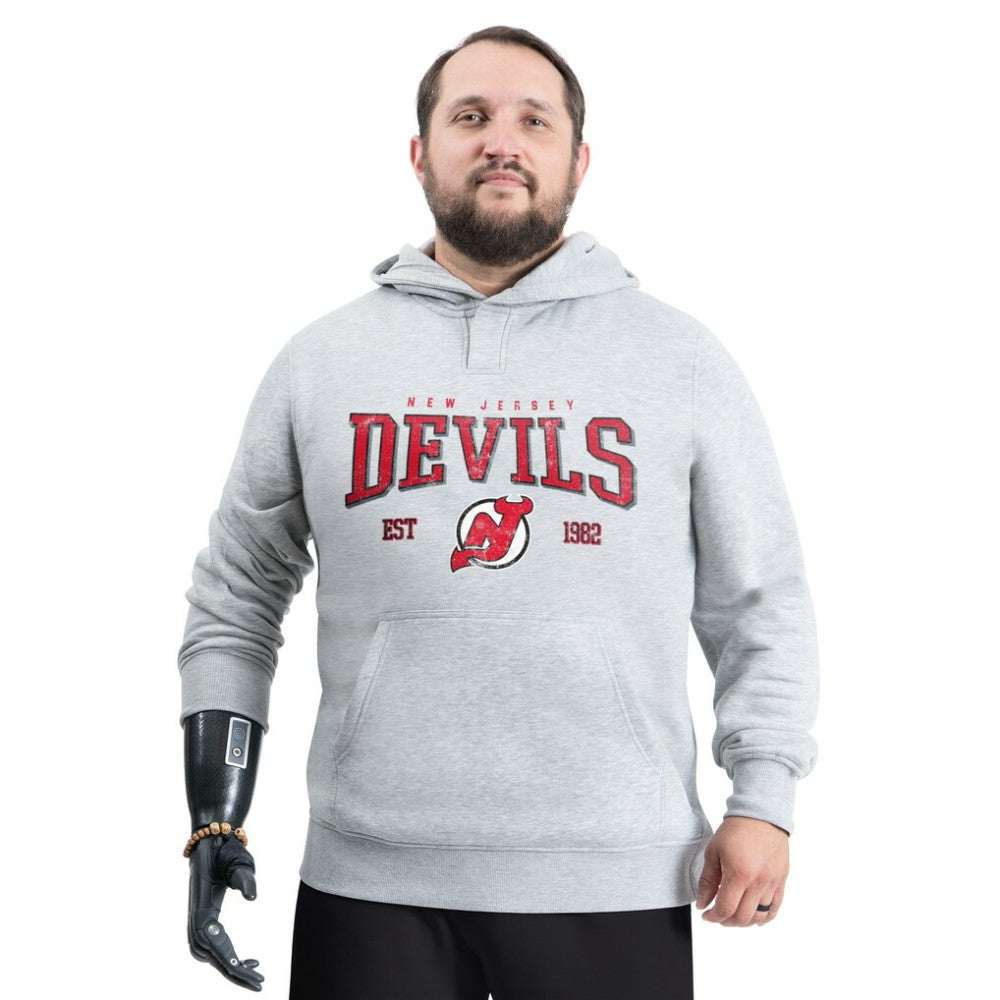 New Jersey Devils - G-III Sports by Carl Banks Adaptive Classic Team Spirit Fleece Hoodie Gray